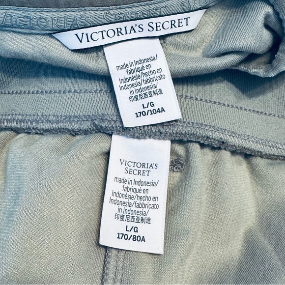 Victoria's Secret Gray Velour Ribbed Top Wide Leg Pants Women’s suit Lounge L - Picture 11 of 14